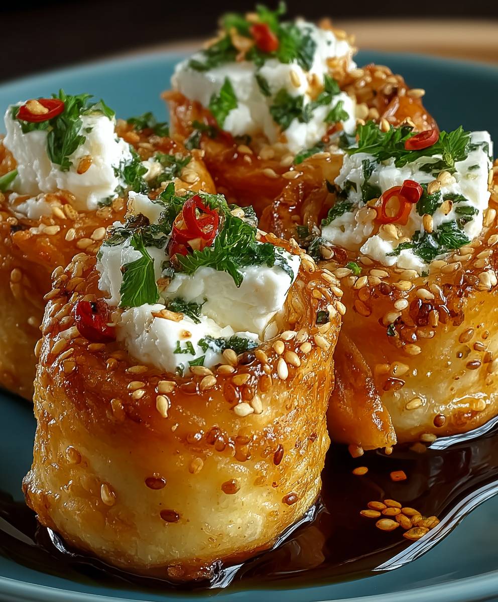 Feta Rollen mit Chili Honig