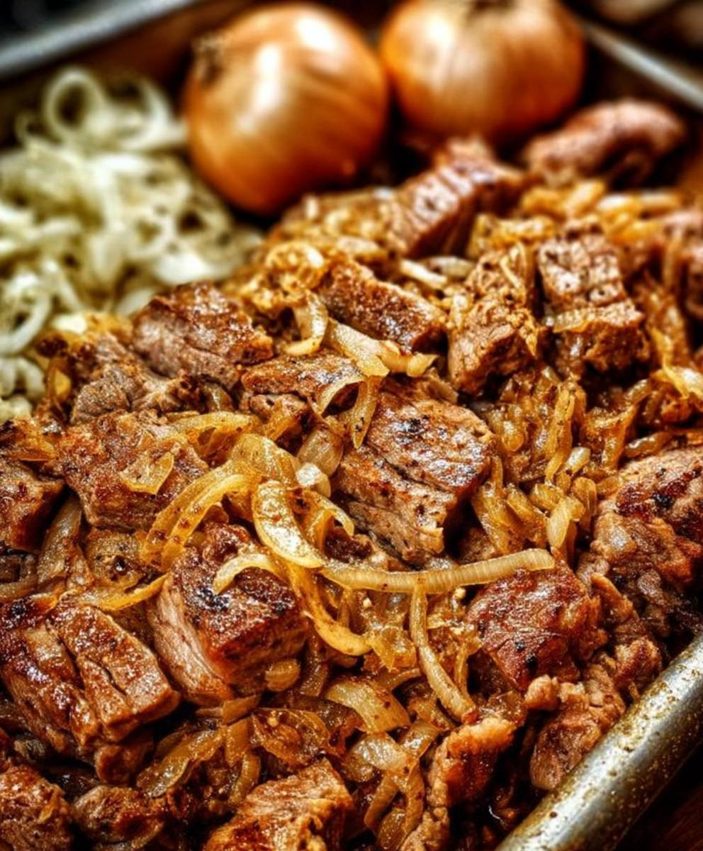 Zwiebelfleisch Kirmes Grillen einfach lecker