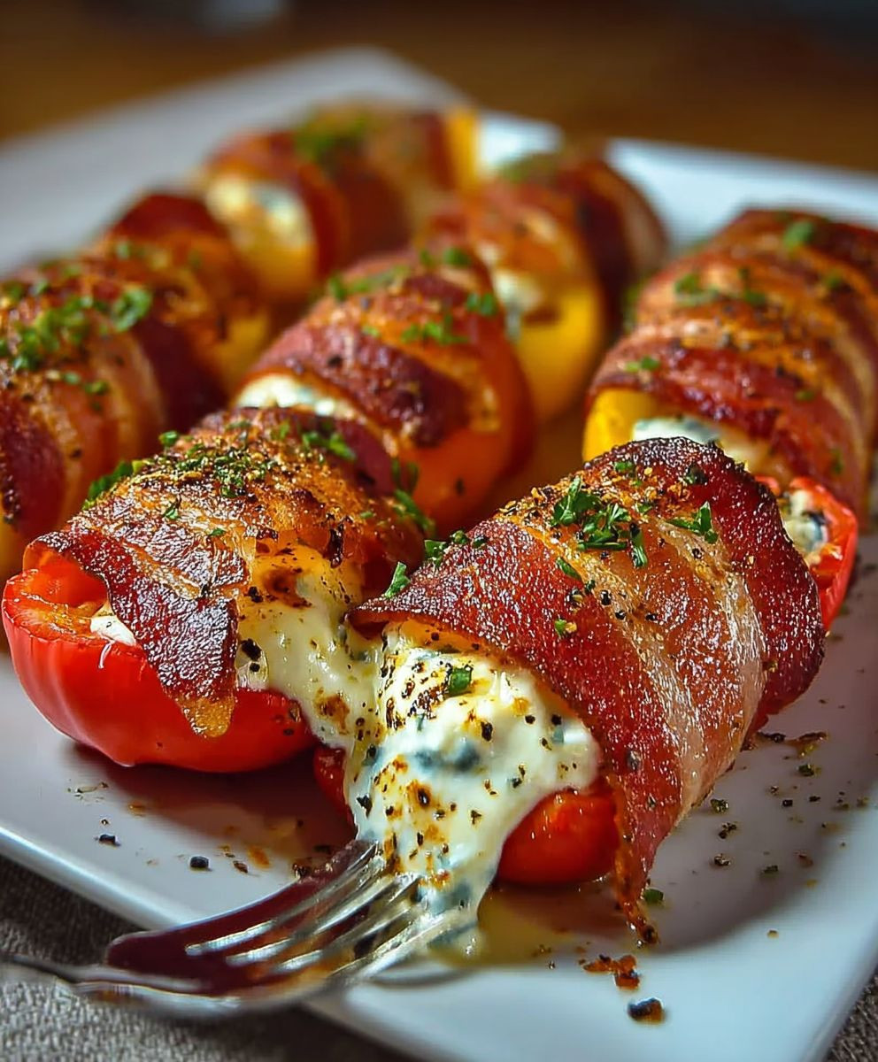 Paprika Frischkäse Speckmantel