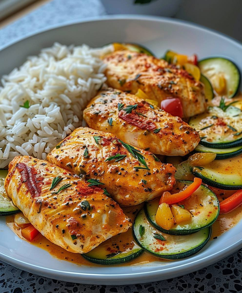 Paprika Zucchini Hähnchen cremig